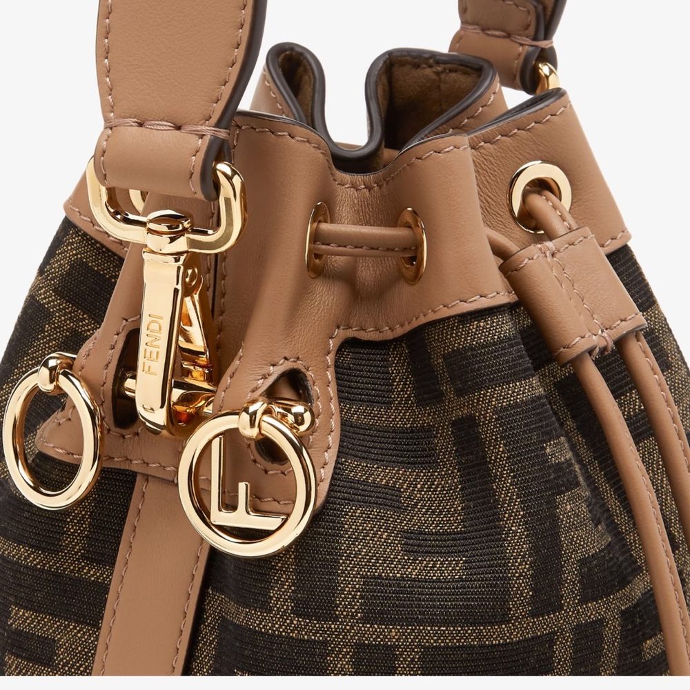 Mon Tresor
Brown FF fabric bucket mini-bag